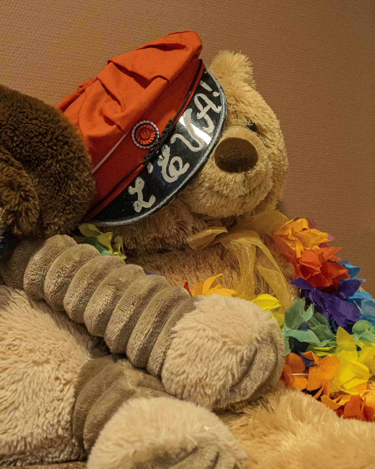 Bilde av bamse med russelue.