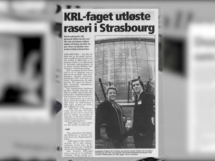 Skjermdump av avisoverskrift der tittelen er "KRL-faget utløste raseri i Strasbourg"